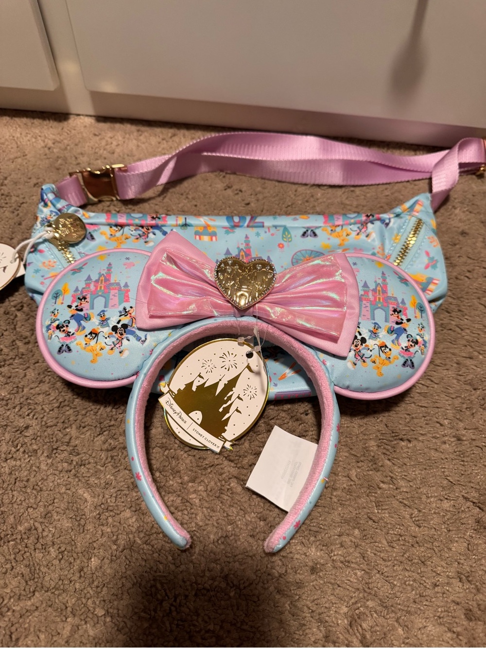Stoney Clover Lane Light Blue & Pink Disney Park-Print Crossbody Fanny Pack Set - Picture 7 of 7